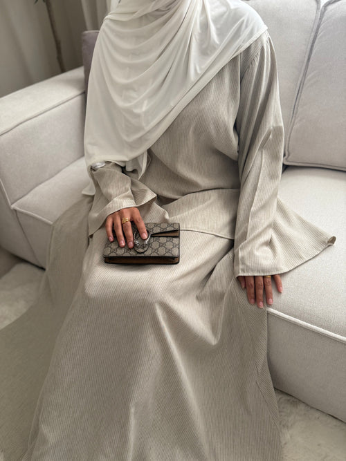 Beige Stripe linen co-ord Set