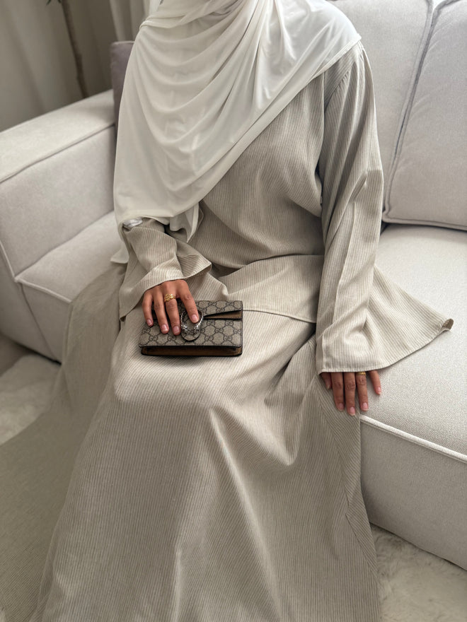 Beige Stripe linen co-ord Set