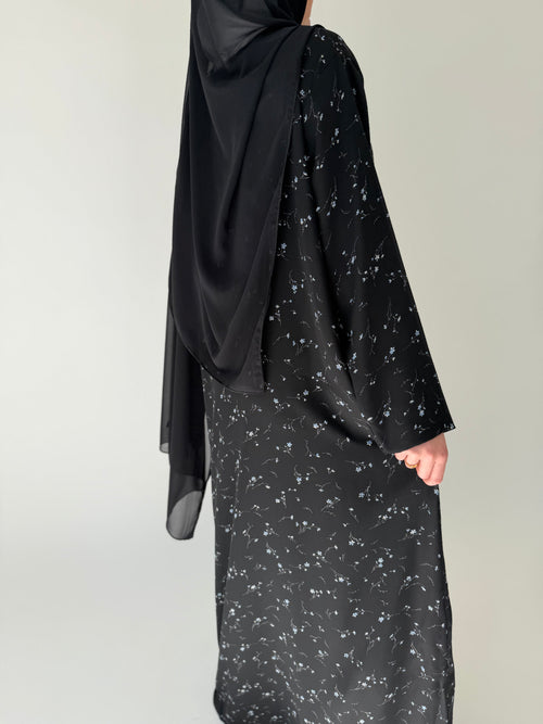 Black floral print dress