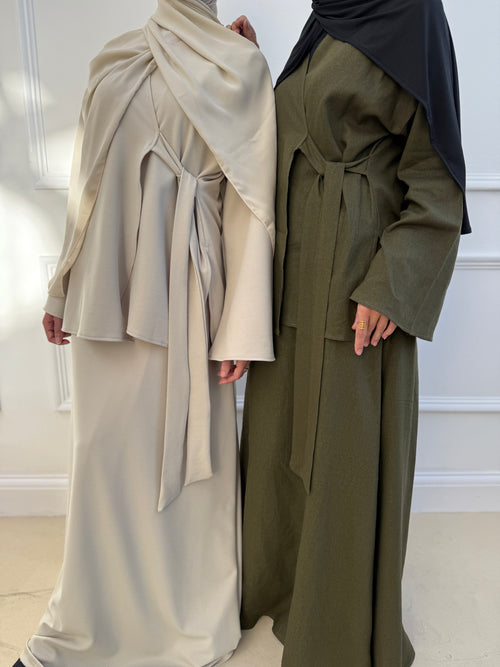 Khaki Linen Wrap Set