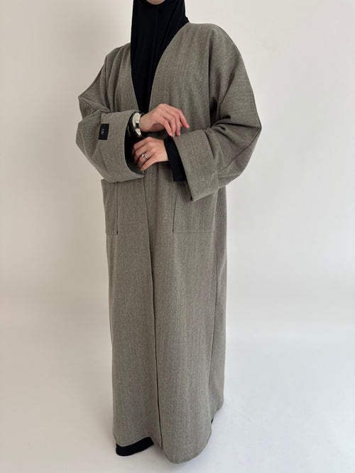 Slate Wool Open abayah