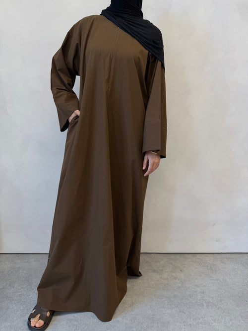 Chocolate Cotton abayah ZIP