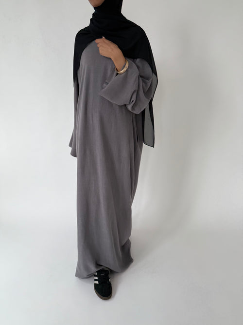 Shadow grey Linen abayah