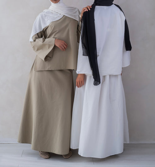 Khaki pocket skirt set