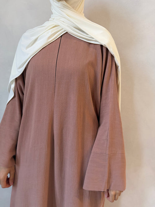 Dusty-pink Linen ZIP abayah