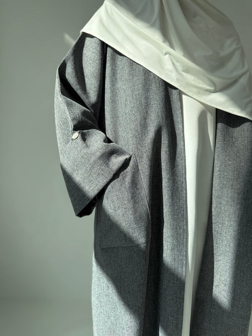 Charcoal textured open Abayah