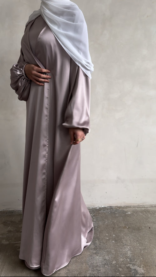 Lavander Satin balloon-sleeve Set
