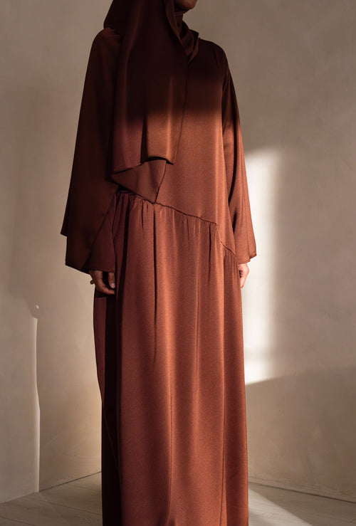 Sahara Satin dress Set: Chocolate