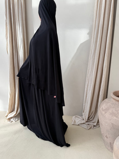 Black Khimar Skirt Set