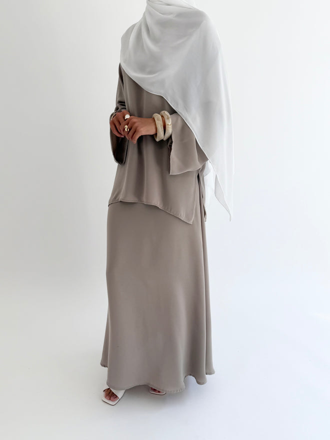Soft taupe co-ord skirt set