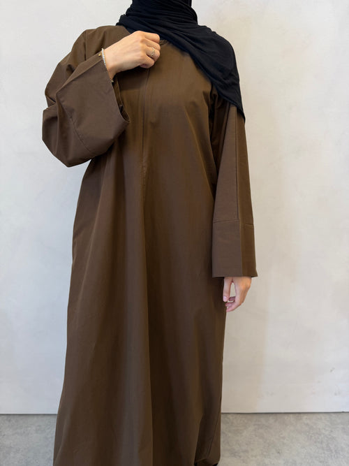 Chocolate Cotton abayah ZIP