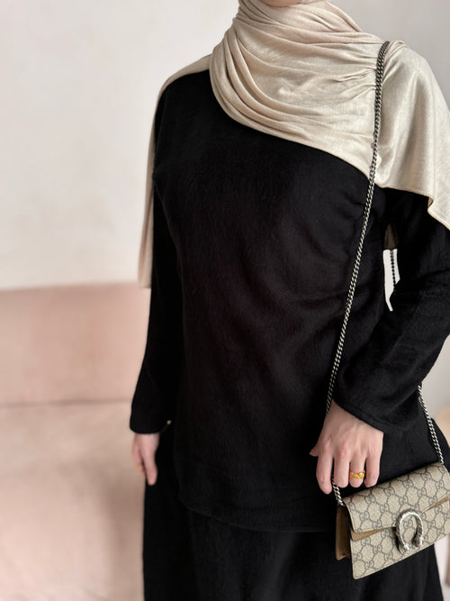 Black Wool co-ord skirt set