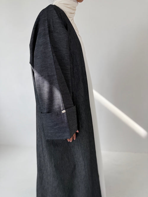 Denim Open Abayah