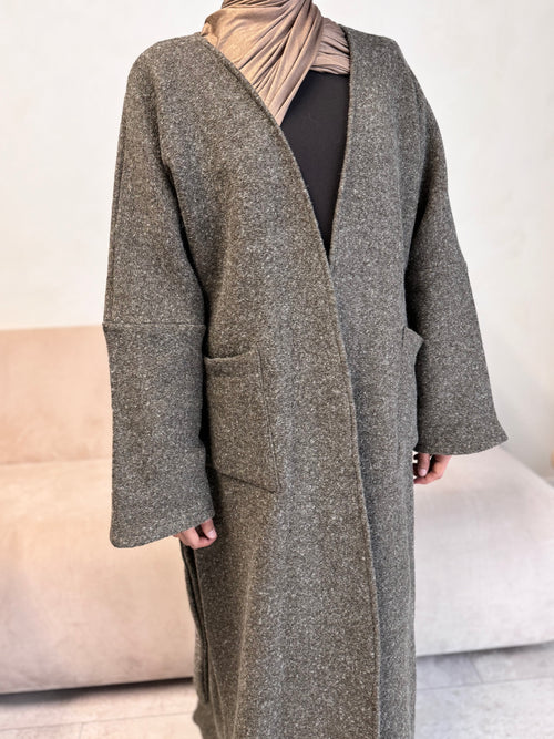 Taupe Wool Coat abayah