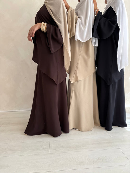 Asymmetrical textured skirt set: Black