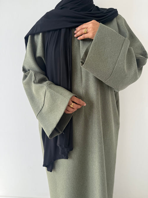 Khaki leaf ZIP abayah