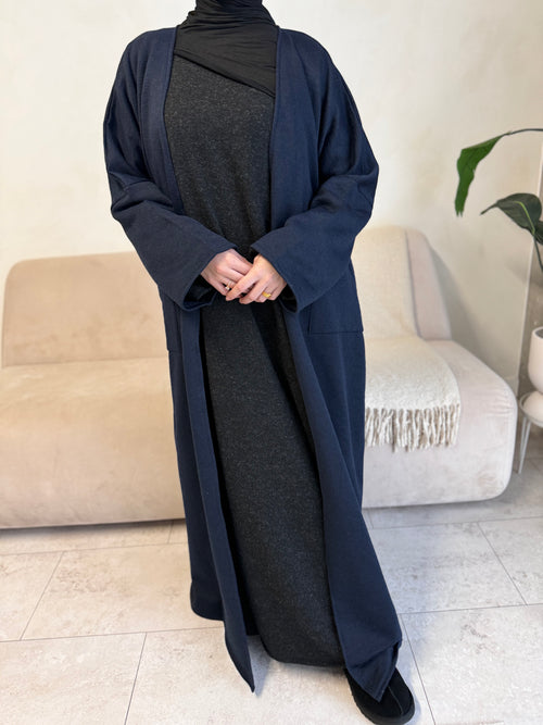Navy Wool Cardigan abayah