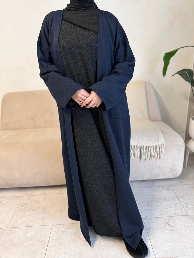 Navy Wool Cardigan abayah