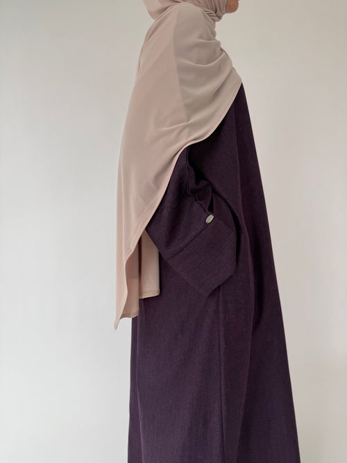 Dark Purple Herringbone ZIP abayah