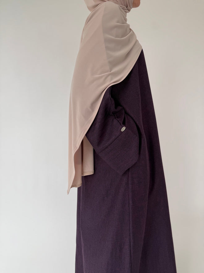 Dark Purple Herringbone ZIP abayah