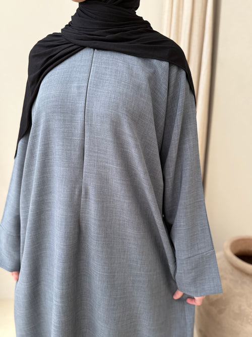 Ramadan Charcoal-Blue ZIP abayah