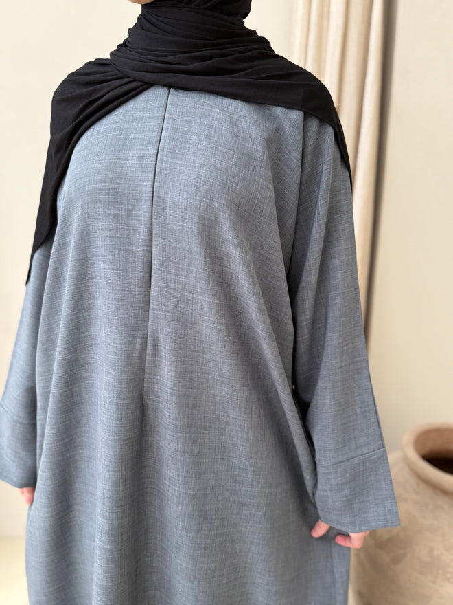 Ramadan Charcoal-Blue ZIP abayah