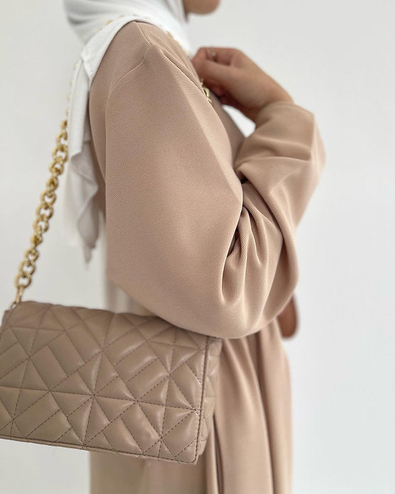 Beige ribbed abayah
