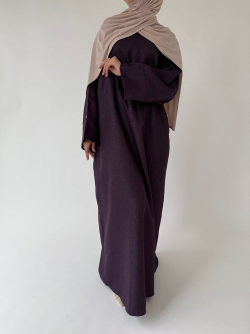 Dark Purple Herringbone ZIP abayah