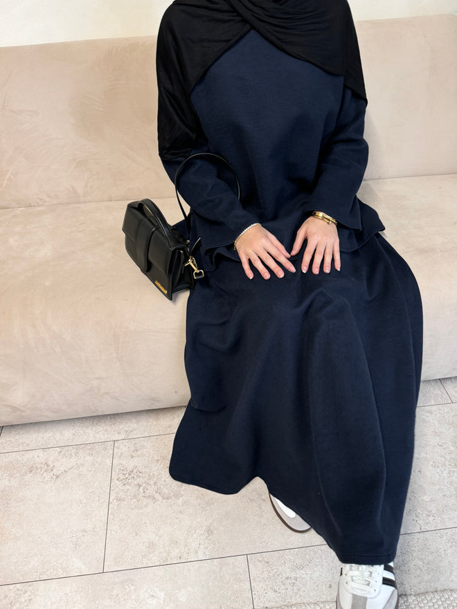 Navy Wool co-ord skirt set