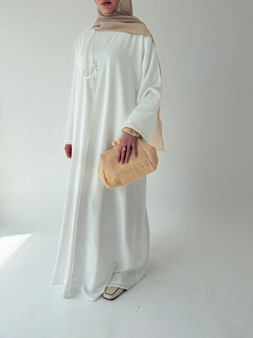 White Bow abayah Set