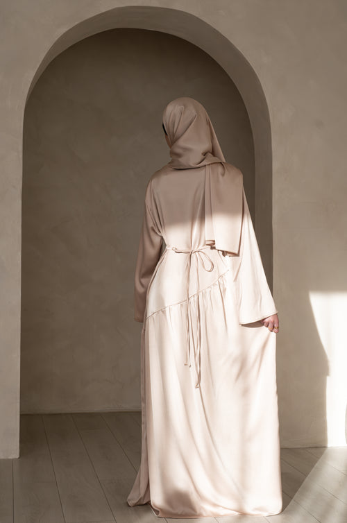 Sahara Satin dress Set: Oyster