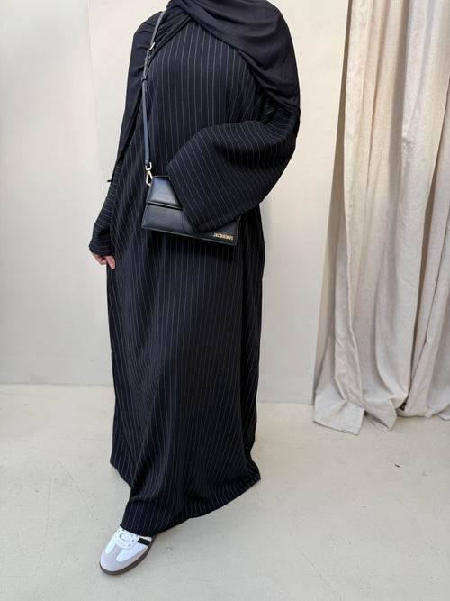 Autumn Black striped abayah (Wide)