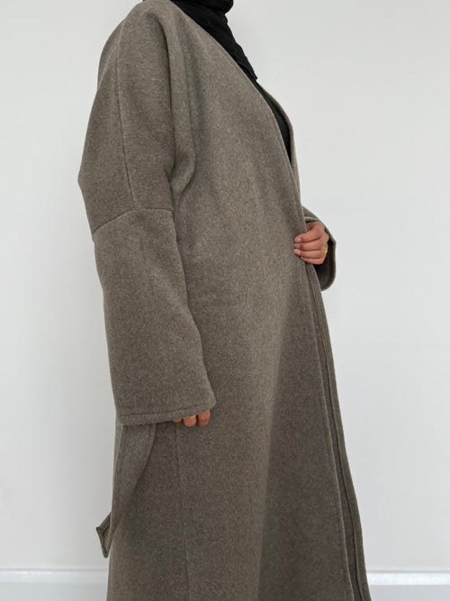 Taupe Wool Coat abayah