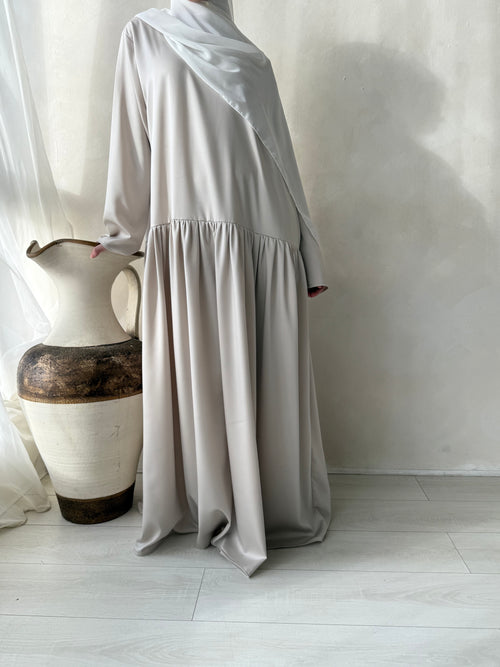 Satin Pearl ruched hem dress