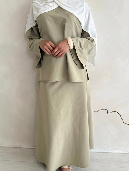 Khaki pocket skirt set