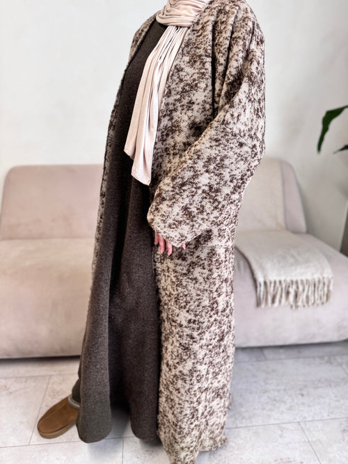 Beige-Truffle Wool abayah
