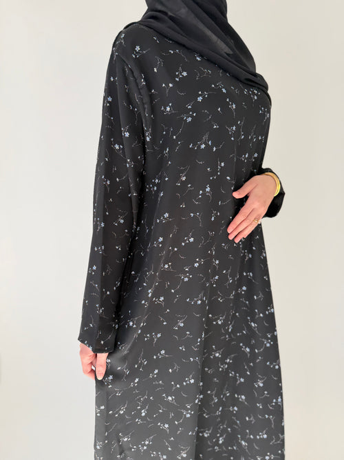Black floral print dress