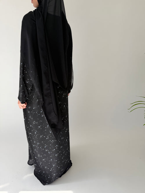 Black floral print dress
