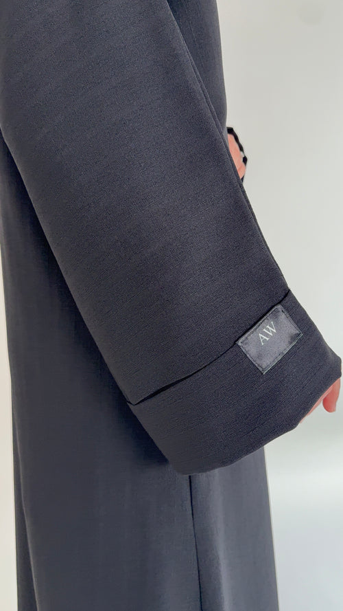 Black textured Open Abayah