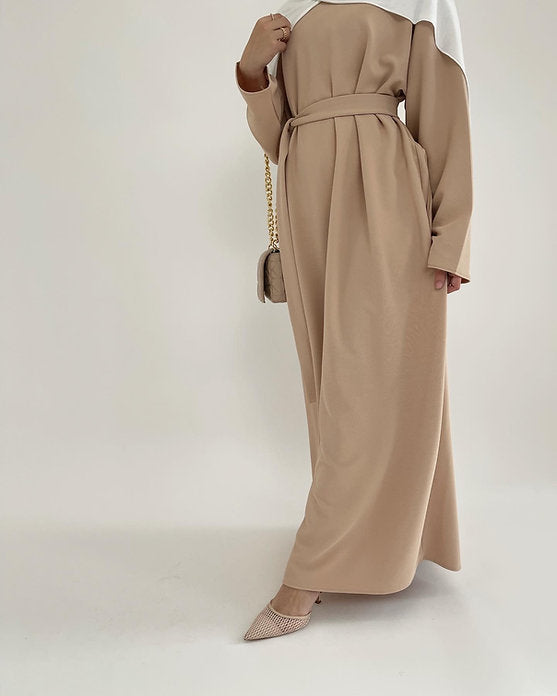 Beige ribbed abayah