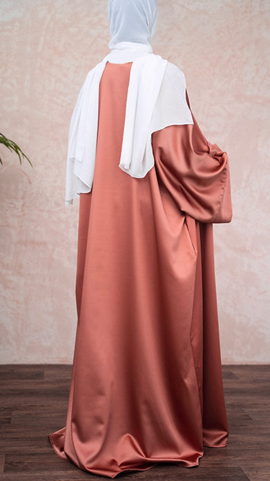 Burnt copper slit sleeve abayah