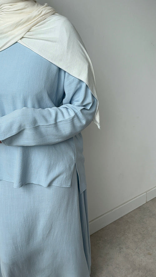 Sea blue Linen skirt set