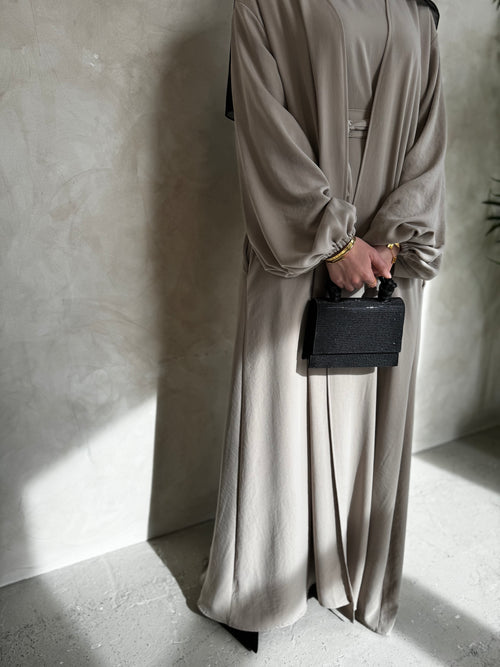 Taupe blossom open abayah