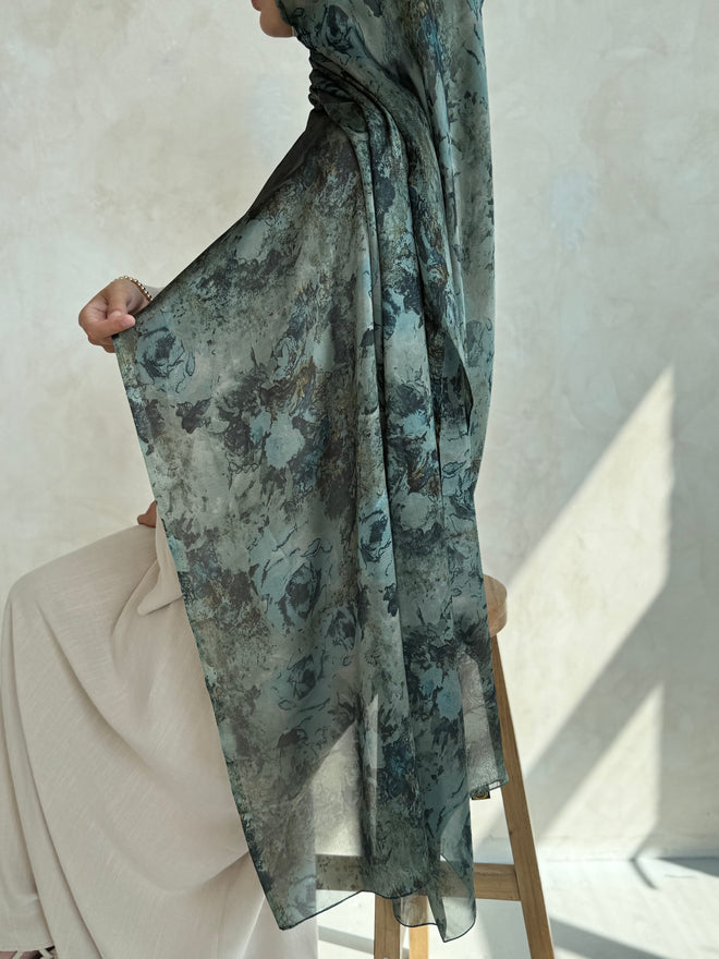 Printed Silk Hijaabs: Sage rose