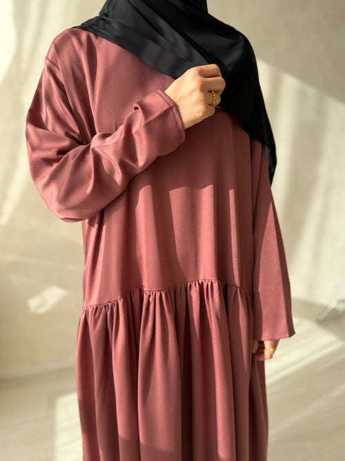 Dusty Pink ruched hem dress