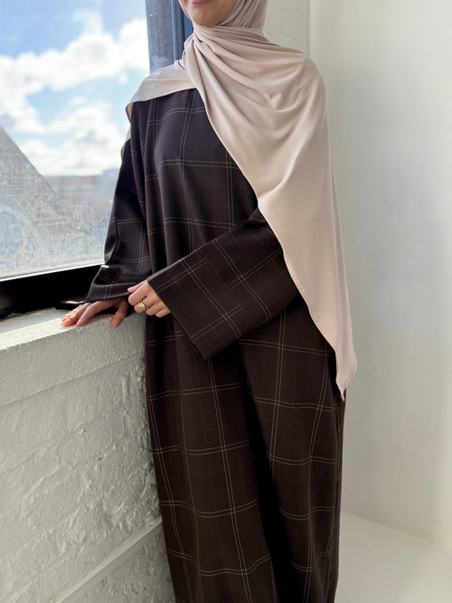 Brown Grid Abayah 2.0