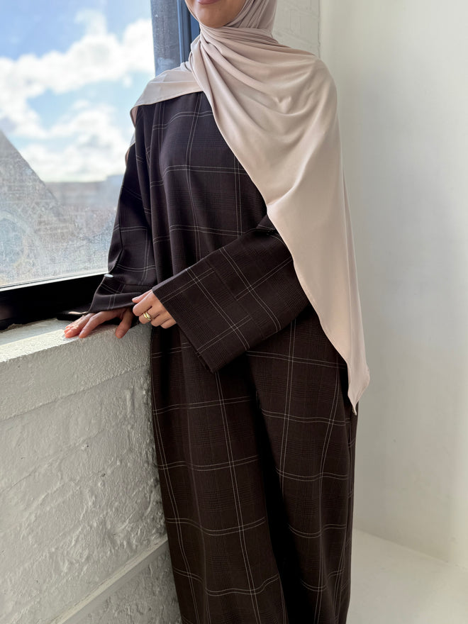 Brown Grid Abayah 2.0