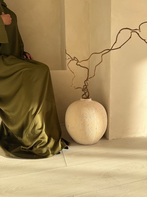 Sahara Satin dress Set: Olive