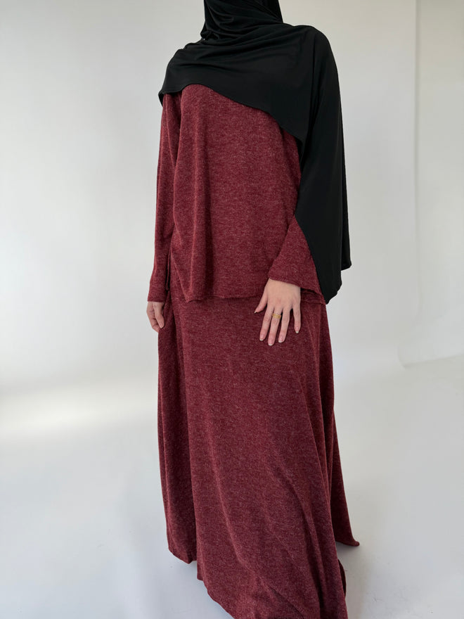 Maroon Wool co-ord skirt set