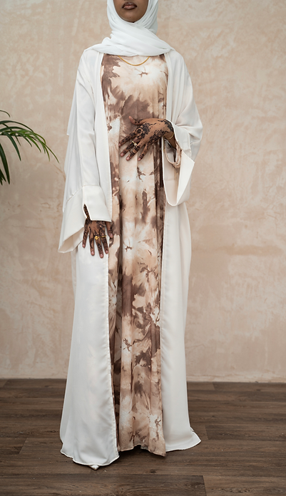 Ivory slit sleeve abayah